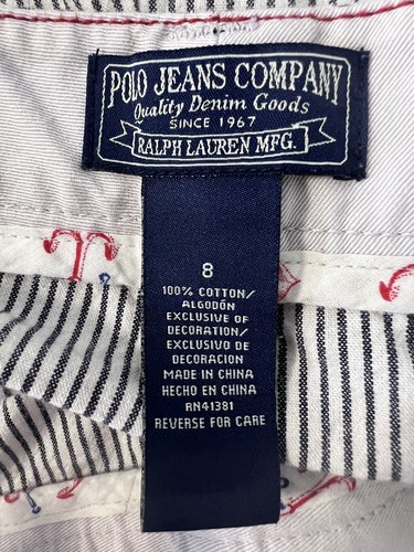 Vintage Polo Jeans Co. Ralph Lauren White &Gray Stripped Short Women s Size 8 - Picture 7 of 9