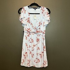 NWT Express Floral Twist Front Fit And Flare Dress Blue Sz XS