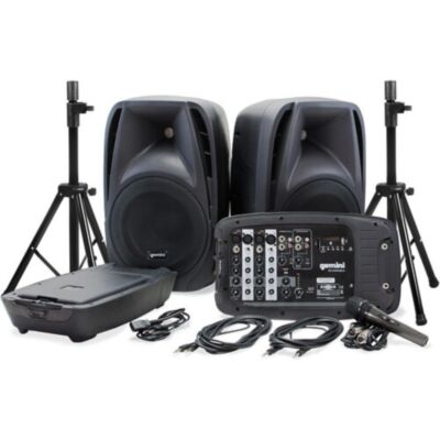 Gemini ES-210MXBLU-ST 600W 10'' Portable PA System Pack w/ Powered Mixer, Speaker