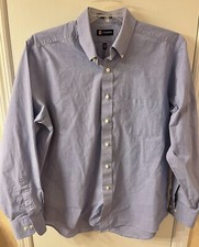 Chaps Men's Blue Button Down Long Sleeve Dress Shirt 17 1/2