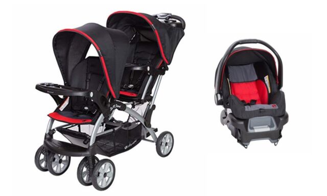 black stroller and carseat combo