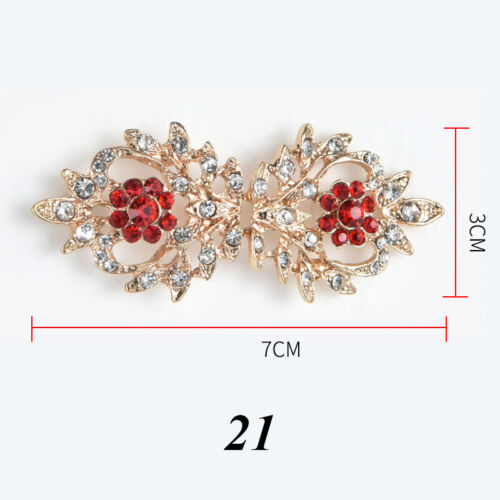1pc Women Shiny Rhinestone Frog Button Cape Shawl Cloak Clasp Collar Fastener - Picture 10 of 15