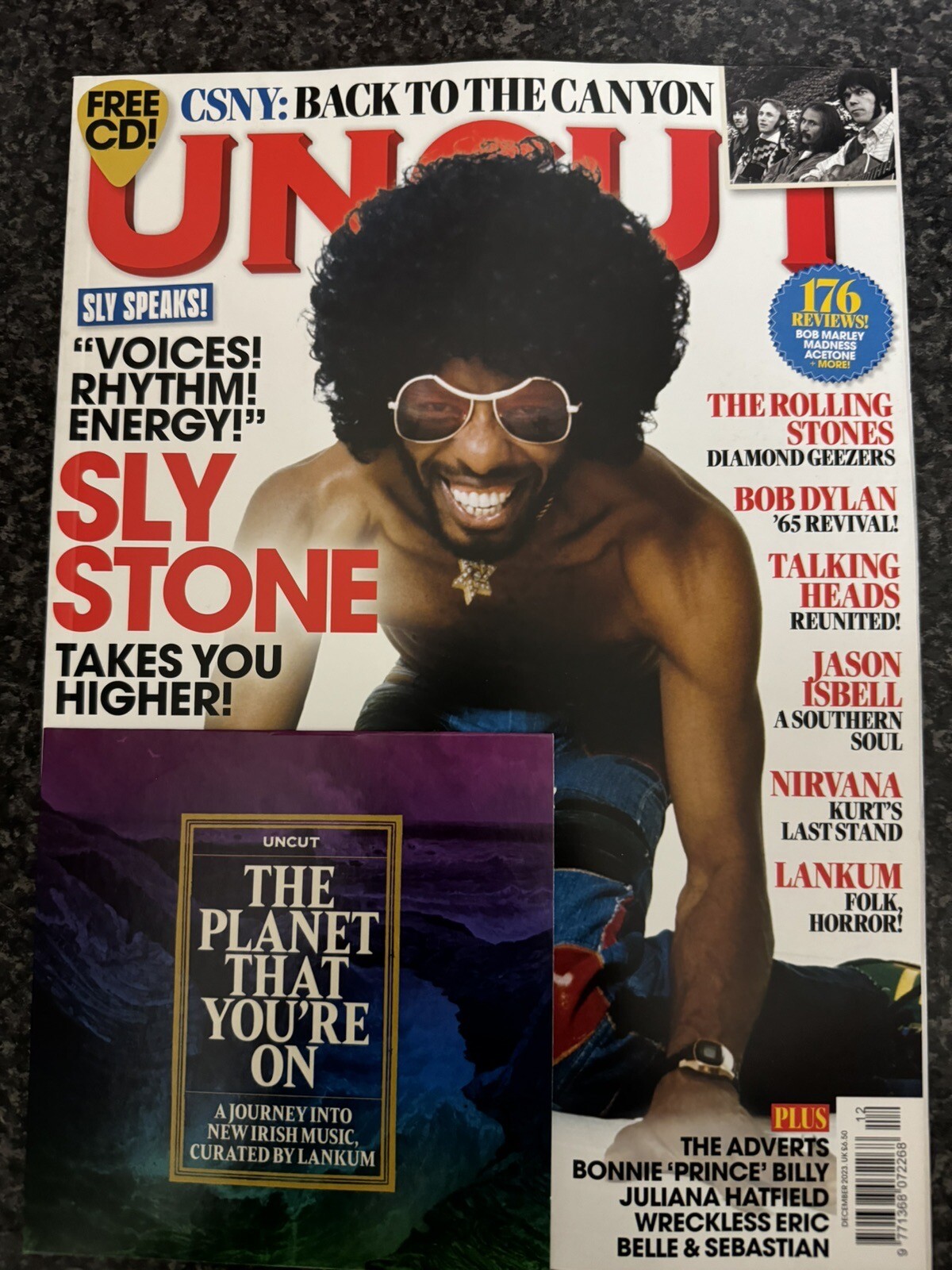 Uncut magazine Dec 2023 Sly Stone The Rolling Stones Bob Dylan Talking Heads