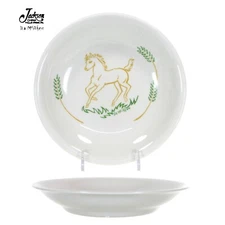Vtg Jackson China ILA MCAFEE - HORSE & WHEAT 10oz Soup 7" Bowl Green Gold 1969