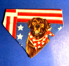 Over Collar Slide On Pet Dog Cat Bandana  PATRIOTIC BROWN DOG SMALL