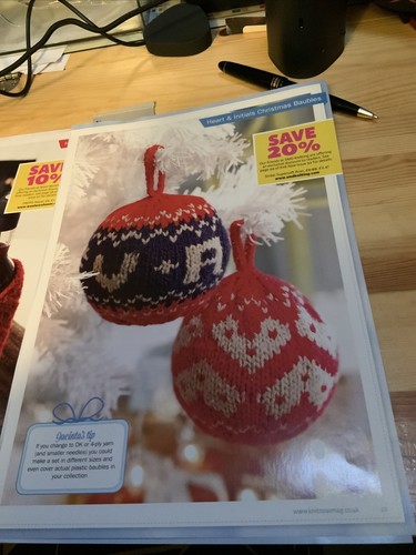 Christmas Heart, Initials Tree Bauble Decorations, Bottle Cover Knitting Pattern - Picture 2 of 5
