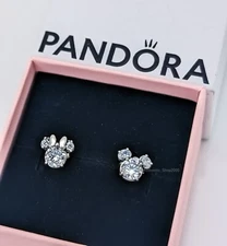 NEW PANDORA Disney Mickey Mouse & Minnie Mouse Sparkling Stud Earrings 293219C01