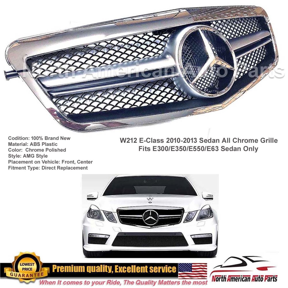 E-Class Grille Chrome Emblem E350 E300 E550 E63 2010 2011 2012 