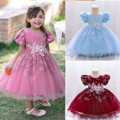 Flower Girl Dress Kid's Girls' Princess Dress Performance Wedding Party Elegant Beautiful Mesh Solid Color Short Sleeve Crew Neck White Champagne 4 Flower Girl Dress Kid's Girls' Princess Dress Performance Wedding Party Elegant Beautiful Mesh Solid Color Short Sleeve Crew Neck White Champagne 4
