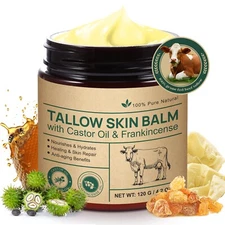 Grass-fed Beef Tallow with Frankincense Oil & Castor oil, Organic Whipped Tallow
