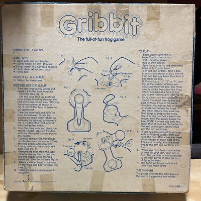 Gribbit Board Game 1983 MB Milton Bradley Frog Fly Bee Catching