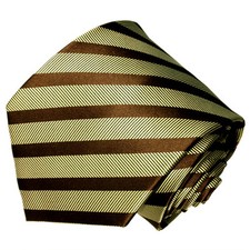 Men's brown and tan color stripped woven tie