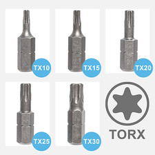 Torx Bits T10 T15 T20 T25 30 T40 Bitsatz TX Bit Set Schraubendreher Stahl S2