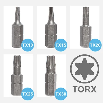 Torx Bits T10 T15 T20 T25 30 T40 Bitsatz TX Bit Set Schraubendreher Stahl S2