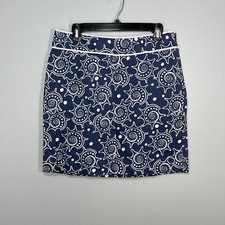 Vineyard Vines Skirt Womens 8 Blue White Lined Cotton Mini Corduroy Pattern Dots