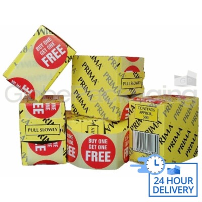 2000 x ''''BUY ONE GET ONE FREE'''' rote Shop-Preisschilder Aufkleber QUALITÄT 45 mm PRIMA