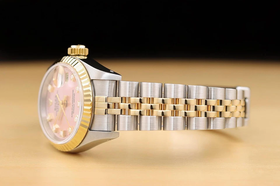 ROLEX LADIES DATEJUST 69173 PINK FACTORY DIAMOND DIAL 18K GOLD STEEL WATCH - Image 4 of 4