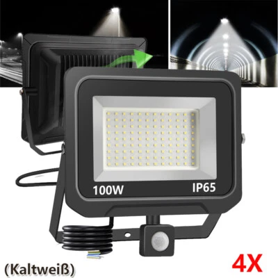 BAPRO Foco LED inundador 4X100W foco exterior de construcción con detector de movimiento DE