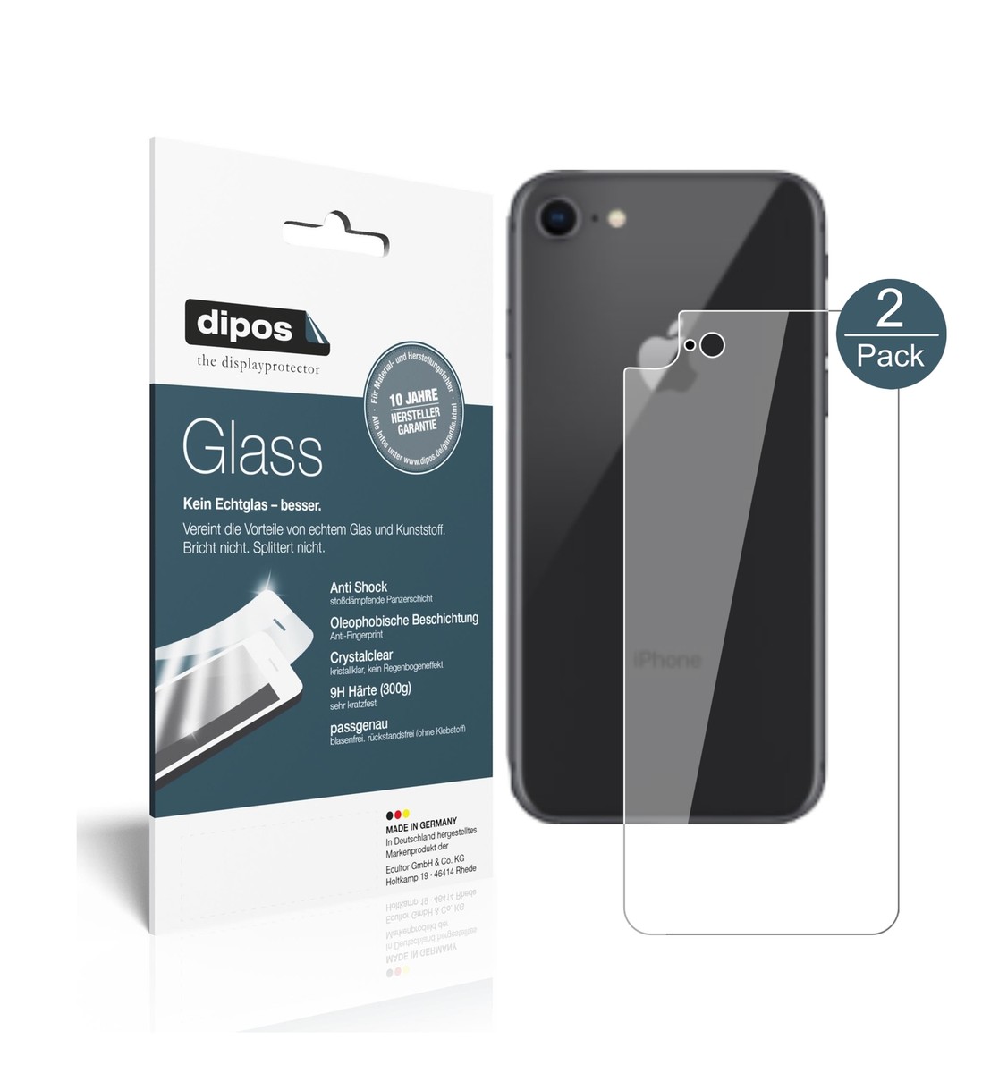 Dipos Pellicola Protettiva In Vetro Flessibile 9H Per IPhone SE (2020): 2 Pezzi, Anti-impronta, Made In Germany - 4