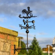 Slim Steel Farmyard Rooster Weathervane - Horizontal Fitting