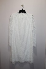 VINCE CAMUTO LACE SHEATH DRESS FLORAL RUFFLE MOCK NECK IVORY SIZE 4 & 6 US