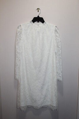 VINCE CAMUTO LACE SHEATH DRESS FLORAL RUFFLE MOCK NECK IVORY SIZE 4 & 6 US  | eBay