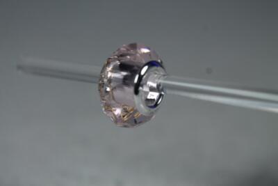 'October' Pink Glass Silverstone Bead By DaVinci #DB 44-2 NEW