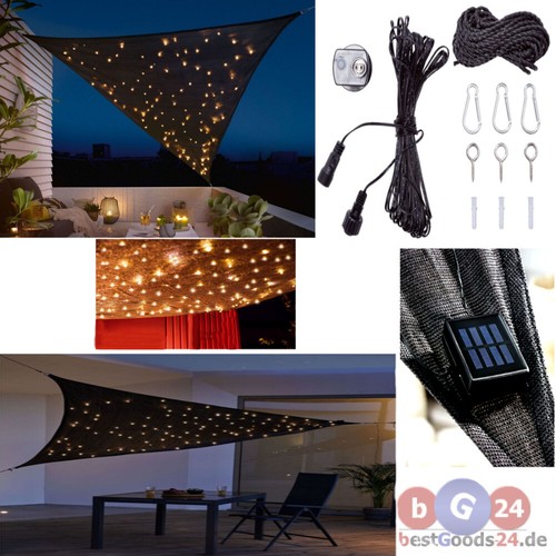 Sonnensegel LED Sternenhimmel Dreieckig Dämmerungssensor Solarbetrieb