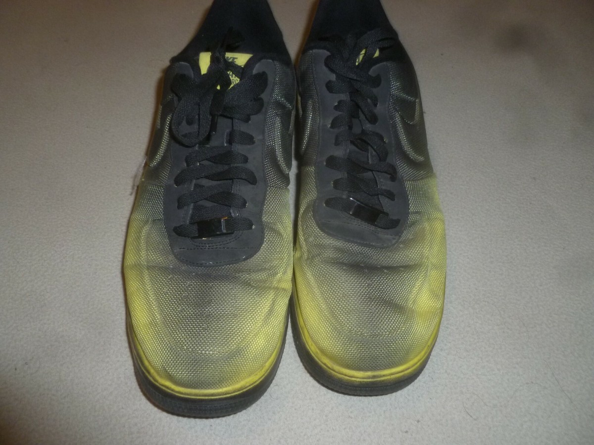 NIKE LUNAR FORCE VT 599499-700 SHOES MESH SONIC YELLOW BLACK SIZE 12 MENS   decoding=