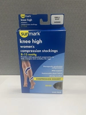 Sunmark Knee High Women's compression stockings 8-15 mmHg SMALL BEIGE 3455680 - Image 1 of 2