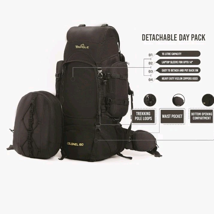 Tripole Colonel Metal Frame Rucksack with Detachable Bag Rain