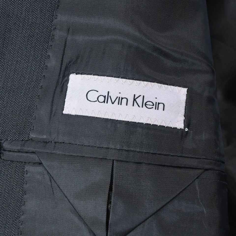 Calvin Klein 42R 34x32 银色灰色人字形男式夹克外套 — 第 4/4 张图片