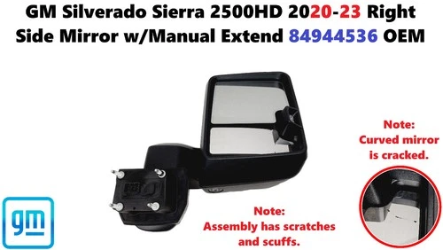 GM Silverado Sierra 2500HD 2020-23 Right Side Mirror w/Manual Extend 84944536