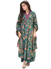 GoSriKi Women's Rayon Viscose Anarkali Printed Kurta with Palazzo & Dupatta