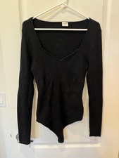 Nwt Abercrombie  Fitch Womens Black Long Sleeve Sweater Knit Bodysuit Large