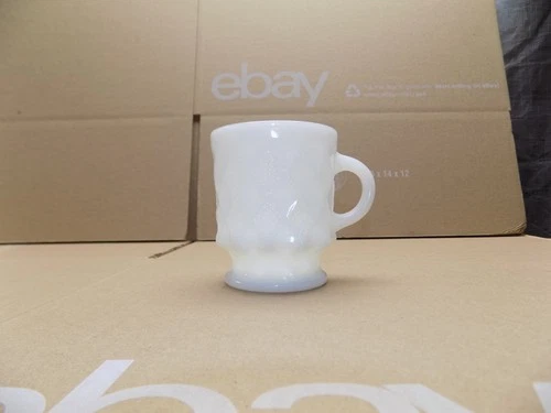 Vintage Fire King Kimberly Diamond Coffee Cup/Mug 8 oz White Milk Glass