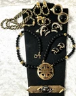 Nice Vintage Lot Crown Trifari & Trifari Black & Gold Tone Mixed Jewelry Lot