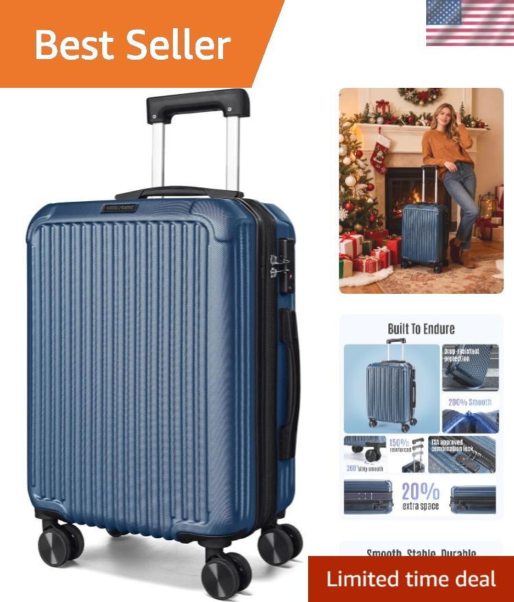Carry On Luggage 22x14x9 Airline Approved, Durable Hard Shell