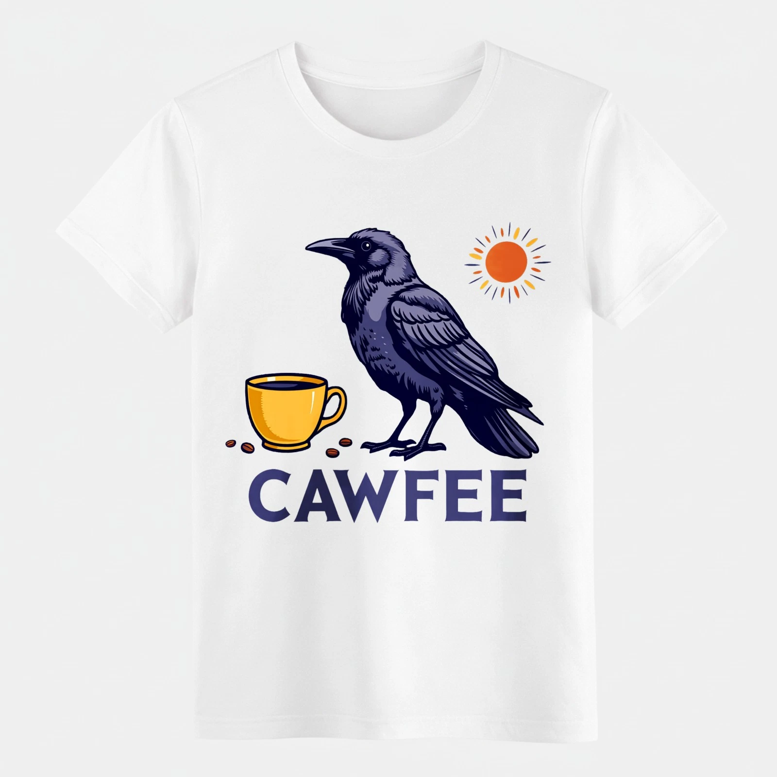 Cawfee Crow T-Shirt Retro Dark Academia Coffee Lover Graphic Tee