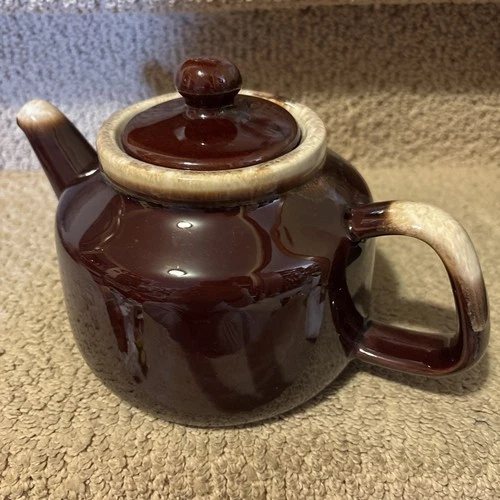 Vintage McCoy Pottery USA Coffee Tea Pot #163 Not Used Brown Drip Very Nice