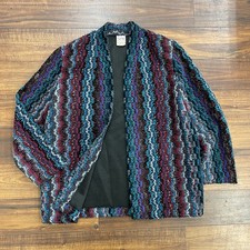 Vintage 80s Graff Californiawear Womens 12 Colorful Mohair Knit Sweater Coat USA