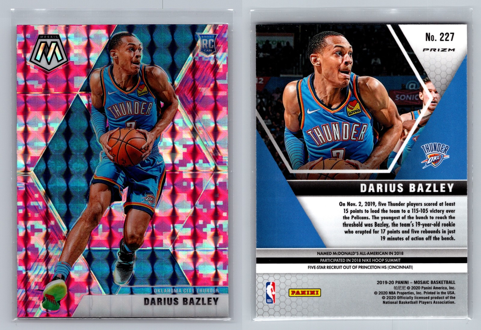2019-20 Panini Mosaic #227 Darius Bazley Camo Pink