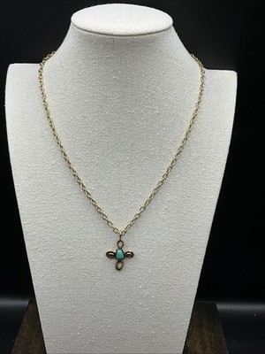 Barse Contempo Cross Necklace- Turquoise & Bronze- NWT