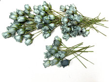 Lot of 7 doz. Vintage Lt.Teal Silk Artificial 1.50" Rose Buds Weddings Crafts