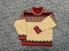 Lands  End Fair Isle Sweater Child M 5-6 Winter, Christmas Cream/Red/Black 