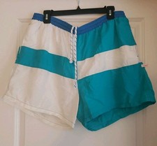 Vintage Jantzen Swim Shorts 3" Trunks Nylon Men's XL Colorblock Blue White