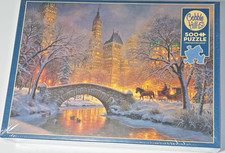 Cobble Hill Winter in the Park Puzzle 500 Pc NIB Horse Carriage Snow City