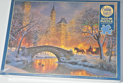 Cobble Hill Winter in the Park Puzzle 500 Pc NIB Horse Carriage Snow City