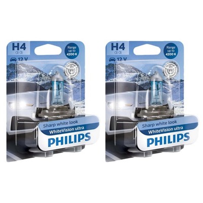 2x Philips WhiteVision ultra H4 Halogen 60/55W 12V Autolampen Glühlampen