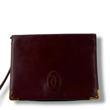 Cartier Must de Cartier Clutch Bag Second Bag Leather Bordeaux Red Authentic